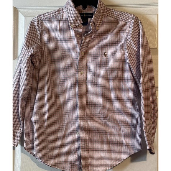 Boys RALPH LAUREN‎ white Plaid Long Sleeve Button Up Shirt Size M - Picture 1 of 3